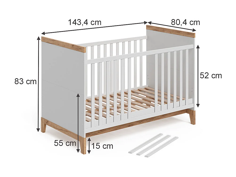 Babybett weiß/artisan 144.1x79.7x98.4 malia