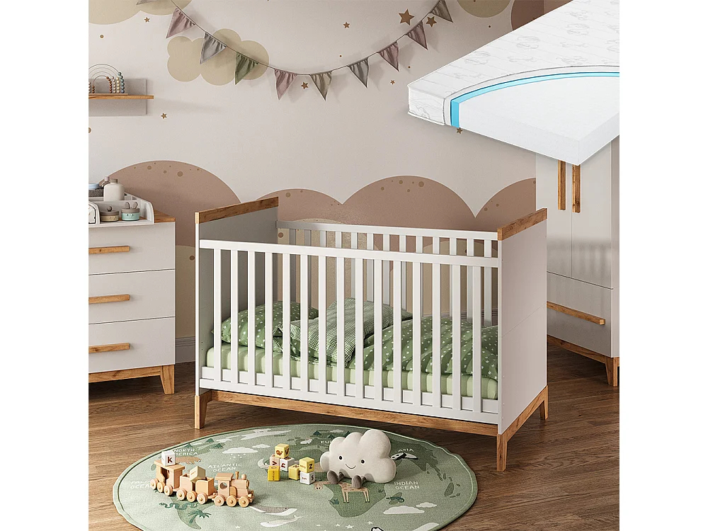 Babybett weiß/artisan 144.1x79.7x98.4 malia