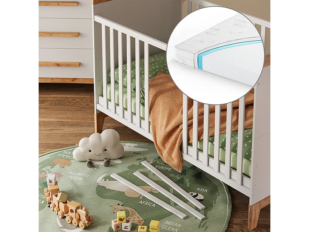 Babybett weiß/artisan 144.1x79.7x98.4 malia