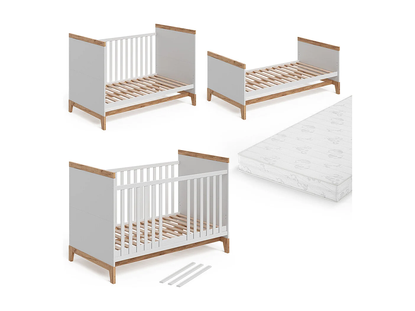 Babybett weiß/artisan 144.1x79.7x98.4 malia