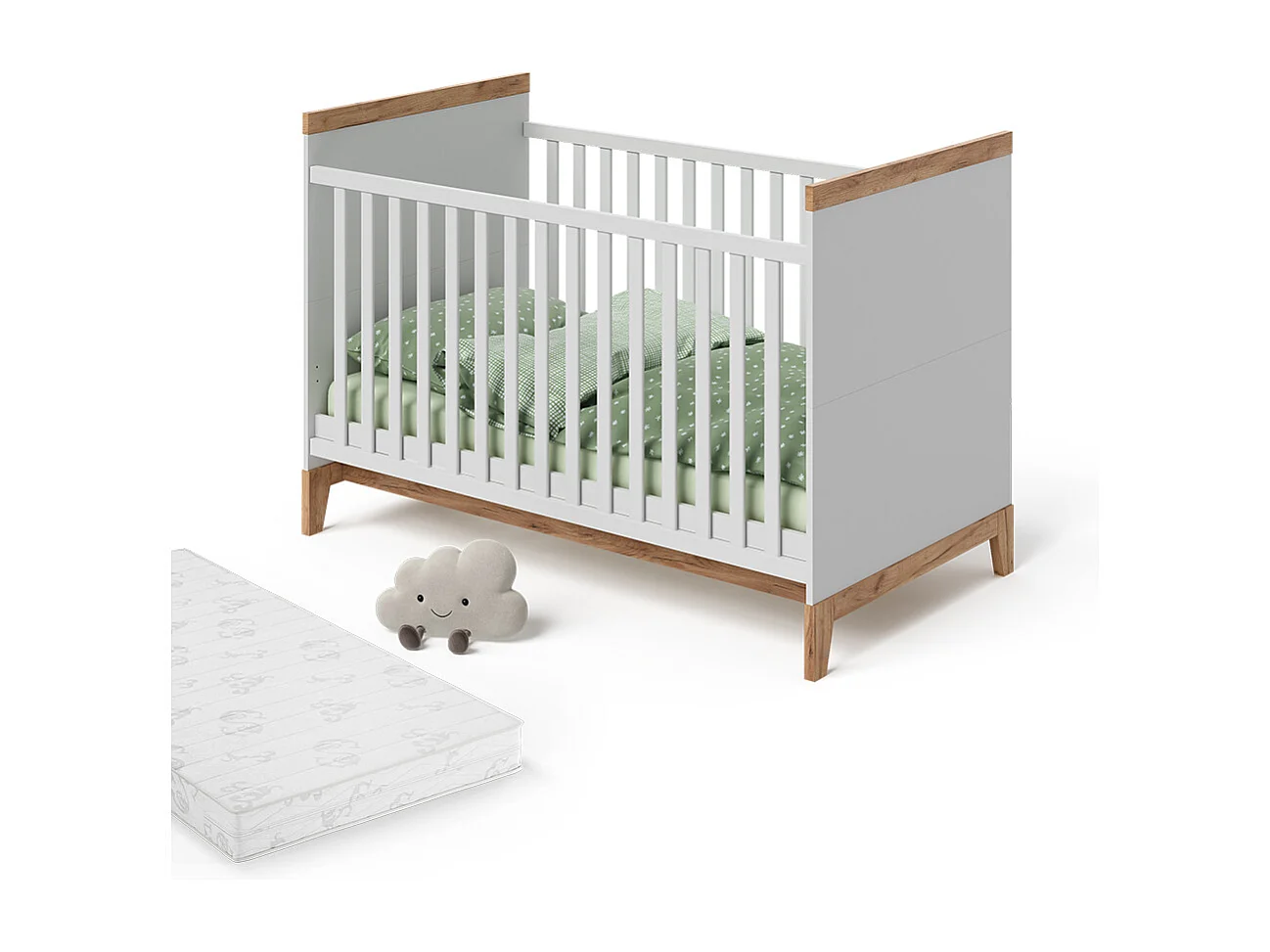 Babybett weiß/artisan 144.1x79.7x98.4 malia