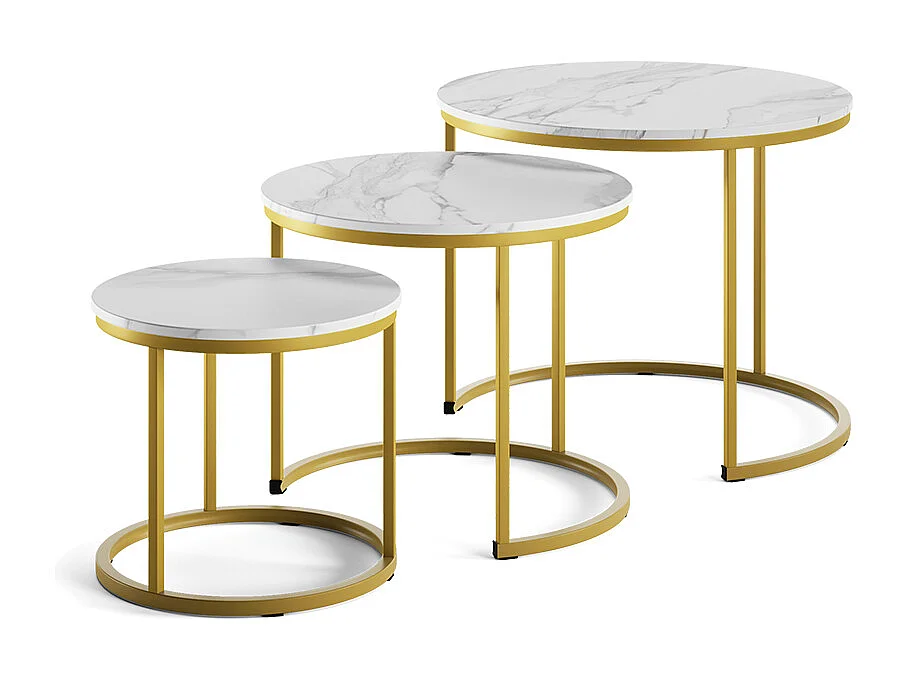 Couchtisch-Set weiß/gold 55x55x44.5 montreal