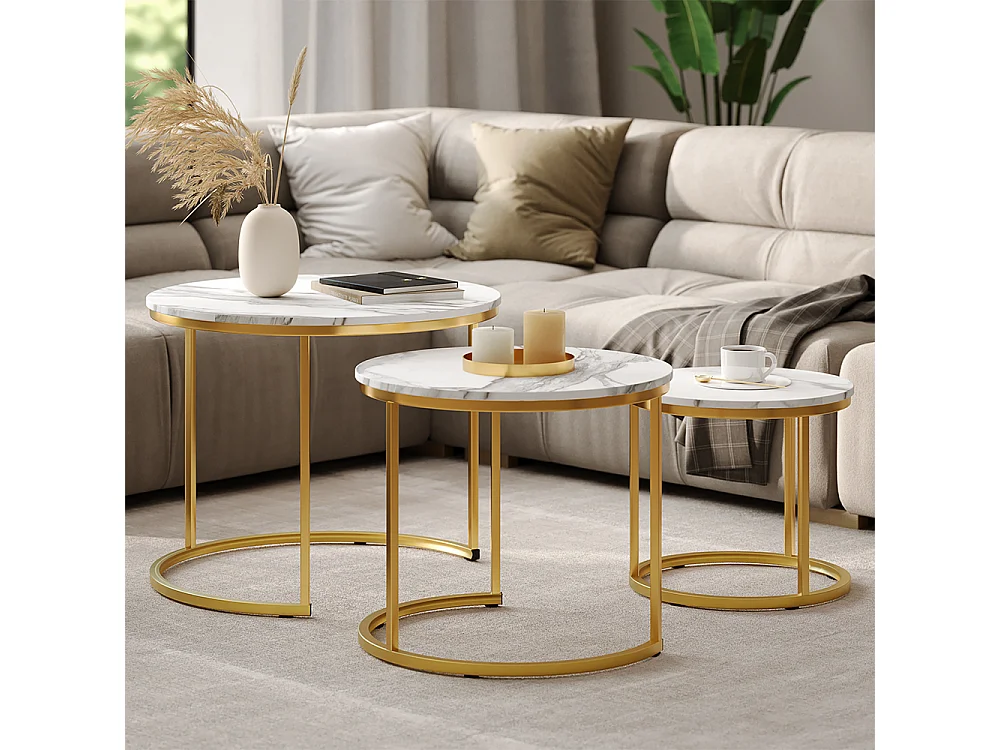 Couchtisch-Set weiß/gold 55x55x44.5 montreal