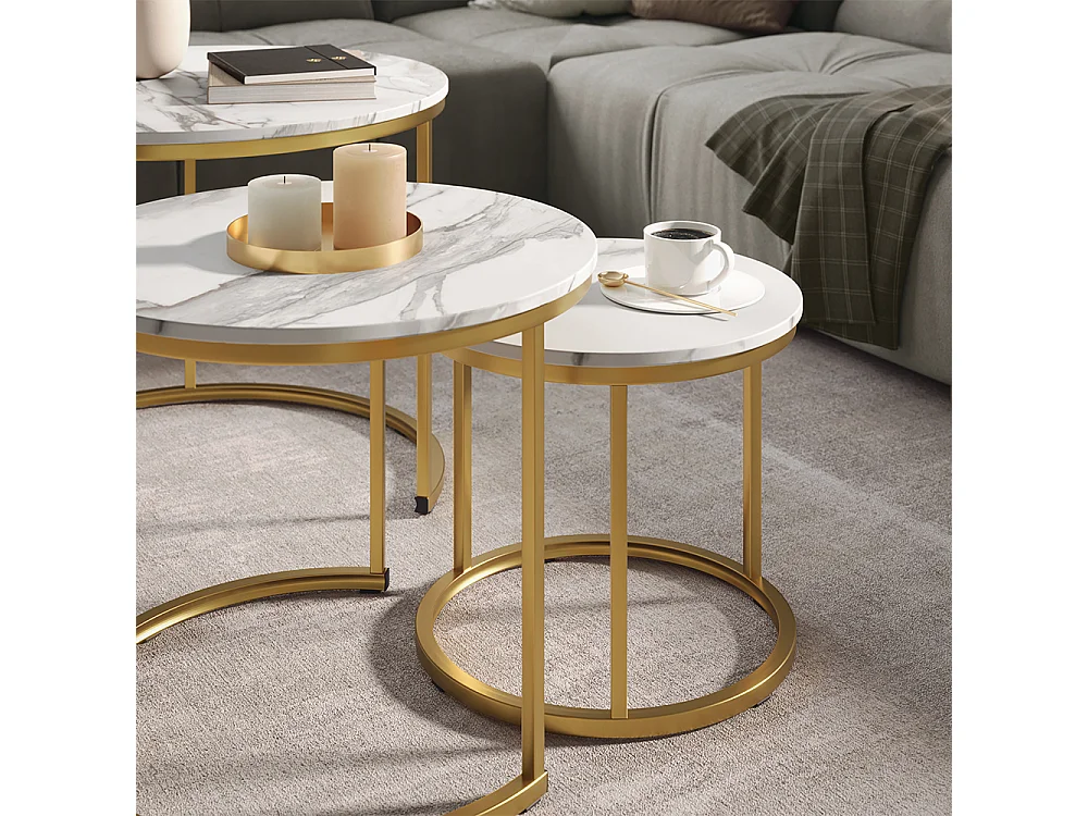 Couchtisch-Set weiß/gold 55x55x44.5 montreal