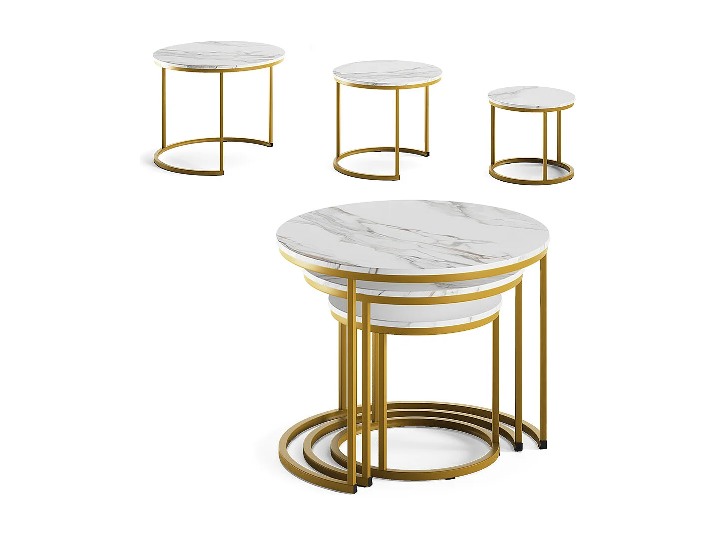 Couchtisch-Set weiß/gold 55x55x44.5 montreal