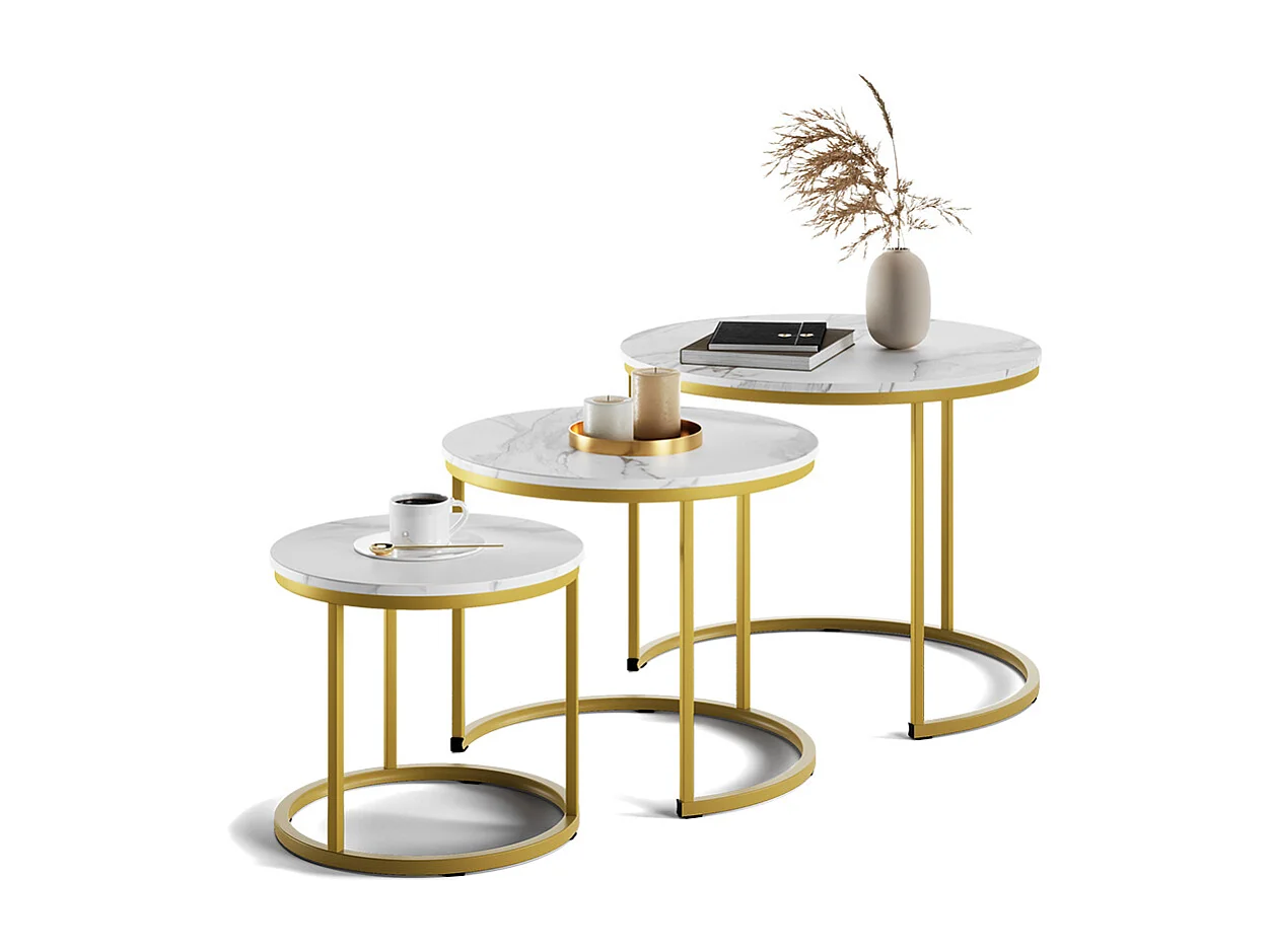 Couchtisch-Set weiß/gold 55x55x44.5 montreal
