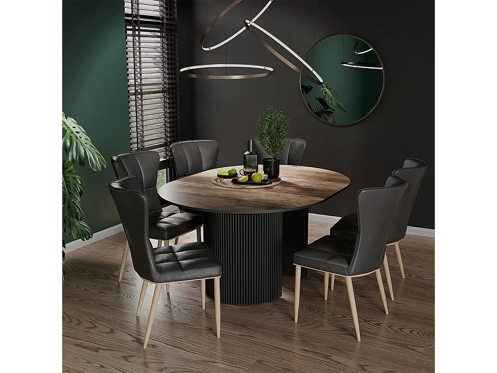 Dining table rustic oak/black 120x60x76 calero