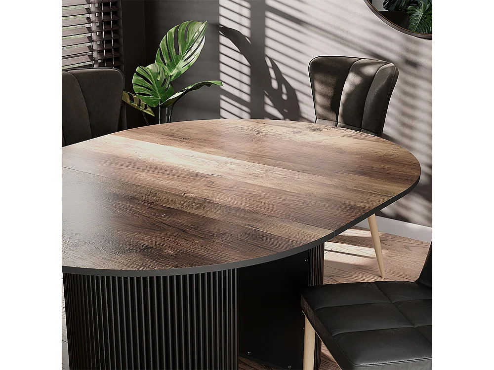 Dining table rustic oak/black 120x60x76 calero