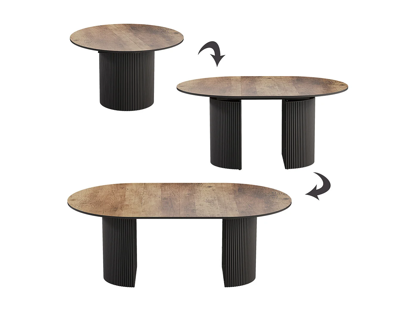 Dining table rustic oak/black 120x60x76 calero