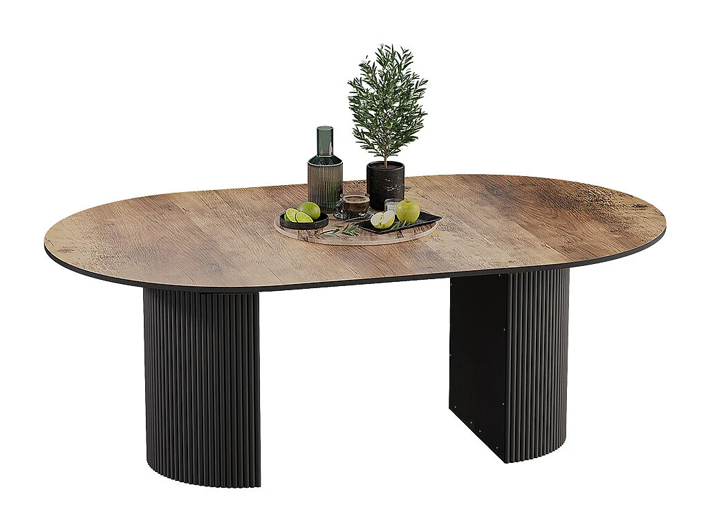 Dining table rustic oak/black 120x60x76 calero