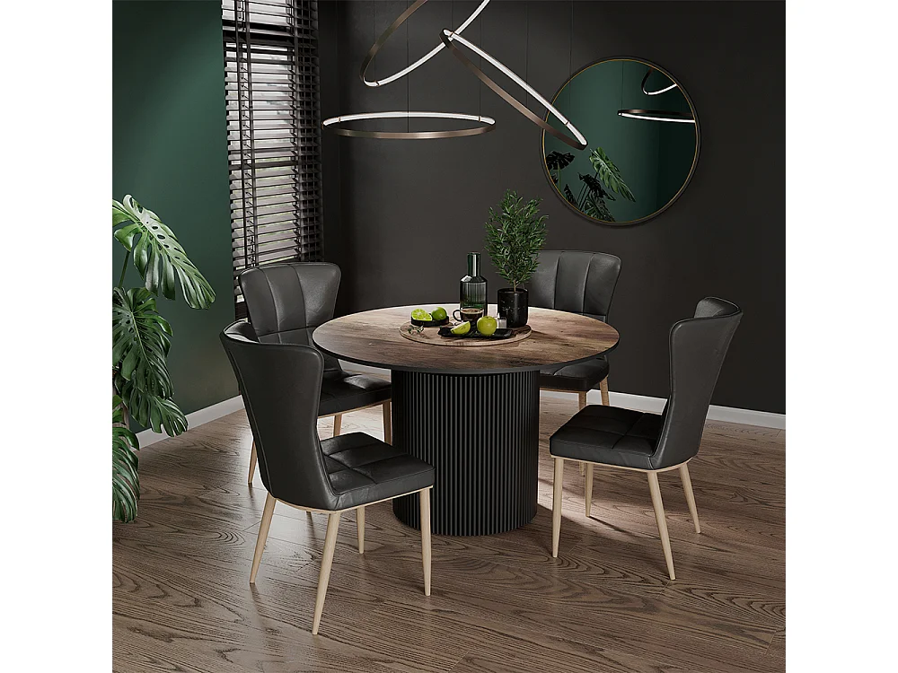 Dining table rustic oak/black 120x60x76 calero