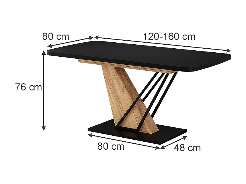 Table de salle à manger chêne noir/force de lor 120x80x77.4 fenaro