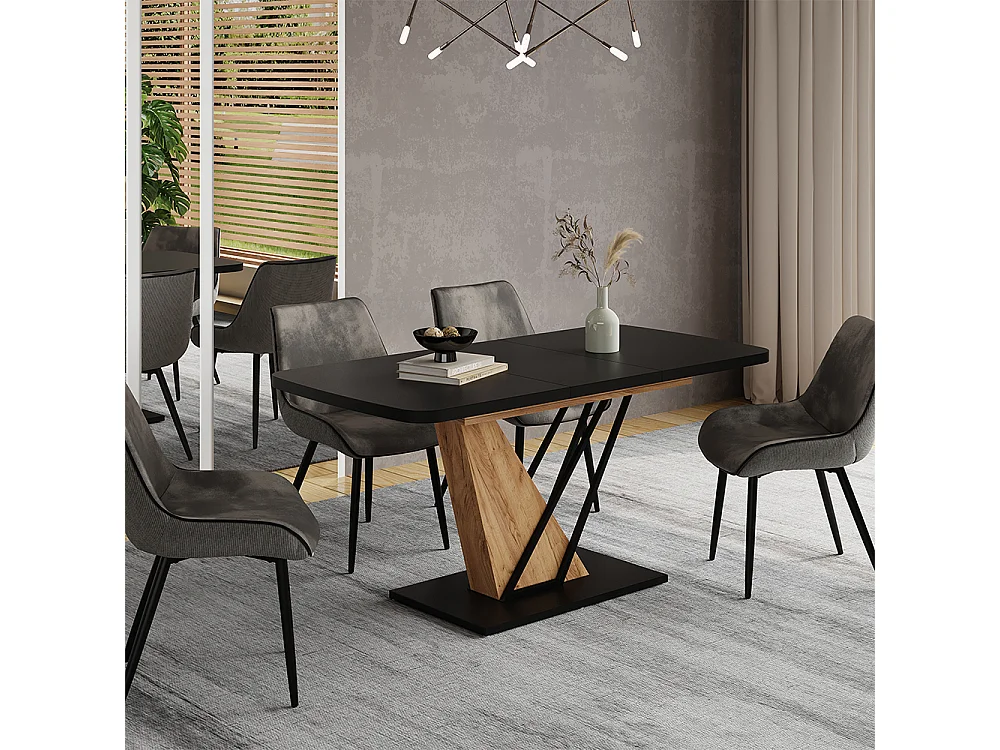 Spisebord sort/gyldent egetræ 120x80x77.4 fenaro