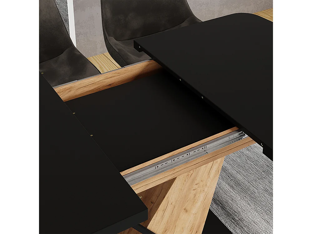 Spisebord sort/gyldent egetræ 120x80x77.4 fenaro