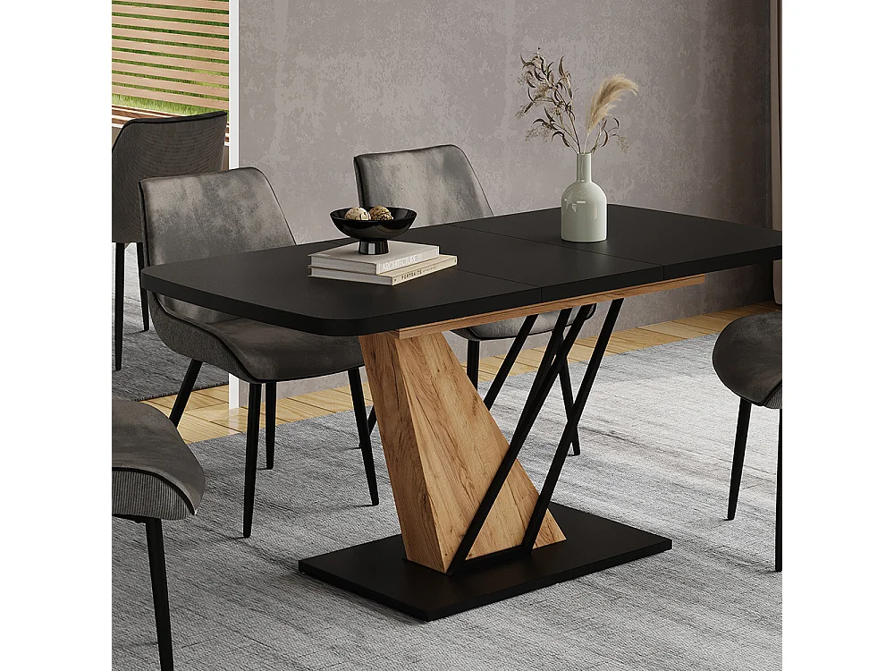 Spisebord sort/gyldent egetræ 120x80x77.4 fenaro