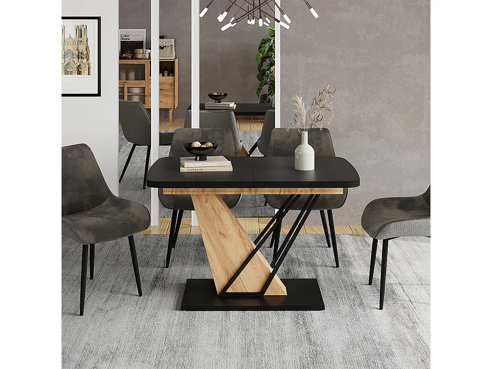 Spisebord sort/gyldent egetræ 120x80x77.4 fenaro