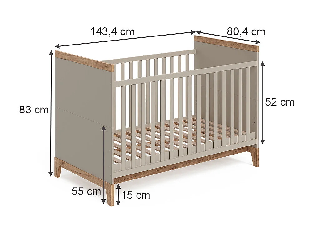 Lit bébé cachemire/artisan 144.1x79.7x98.4 malia
