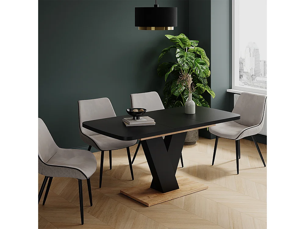 Table de salle à manger noir/chêne 120x80x77.4 fenaro