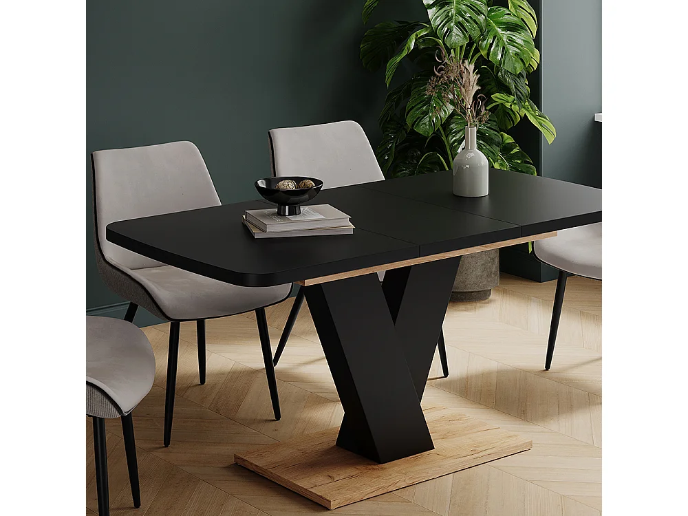 Table de salle à manger noir/chêne 120x80x77.4 fenaro