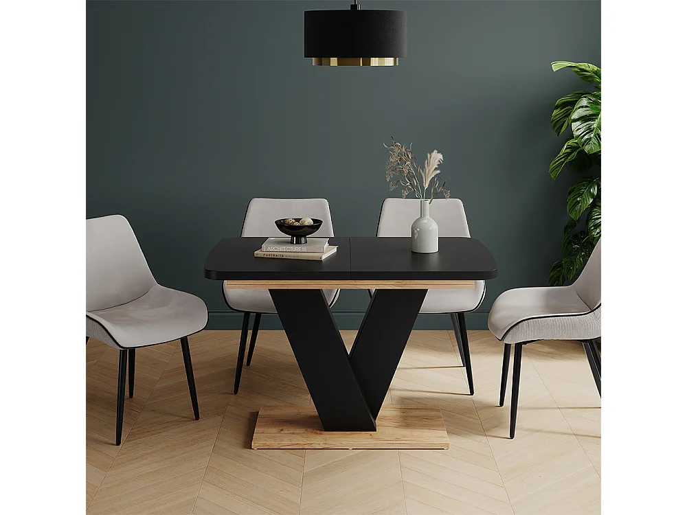 Table de salle à manger noir/chêne 120x80x77.4 fenaro