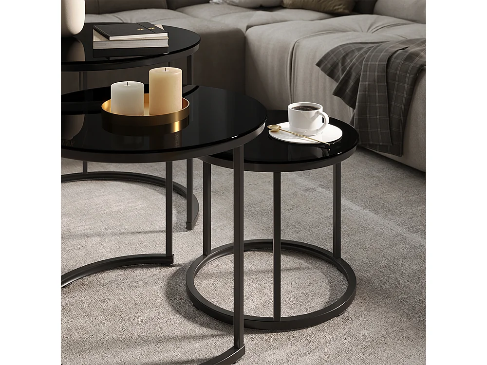 Set de tables basses verre 55x55x44.5 montreal