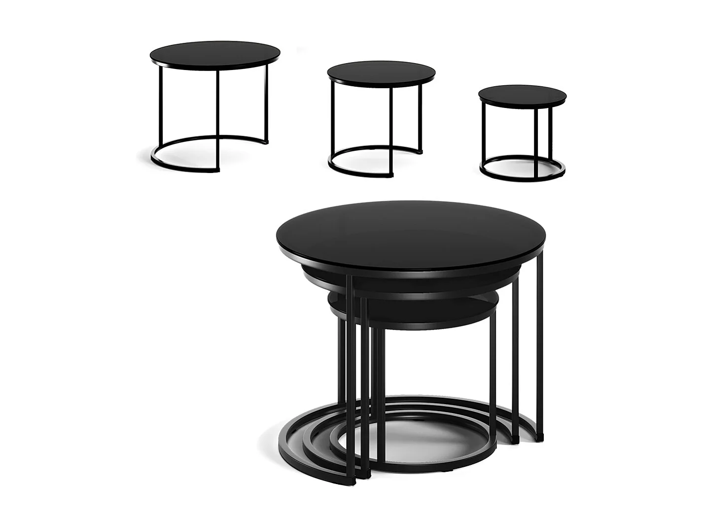 Set de tables basses verre 55x55x44.5 montreal
