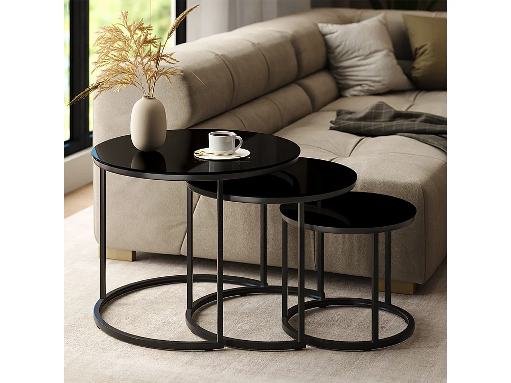 Set de tables basses verre 55x55x44.5 montreal