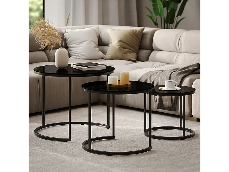 Set de tables basses verre 55x55x44.5 montreal