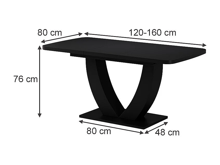 Table de salle à manger noir 120x80x77.4 fenaro