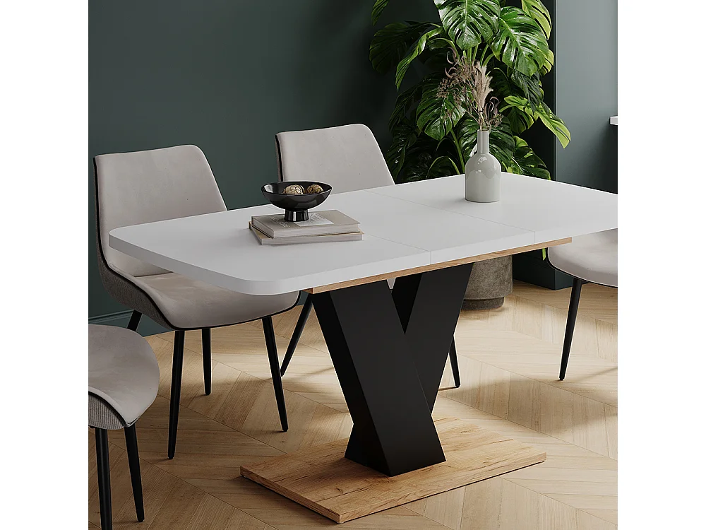 Table de salle à manger chêne blanc/force de lor 120x80x77.4 fenaro