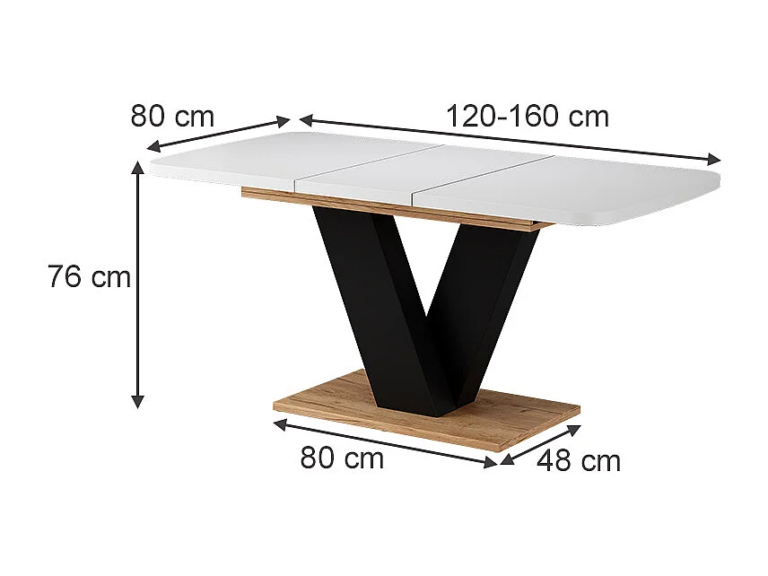 Spisebord hvid/gylden eg 120x80x77.4 fenaro