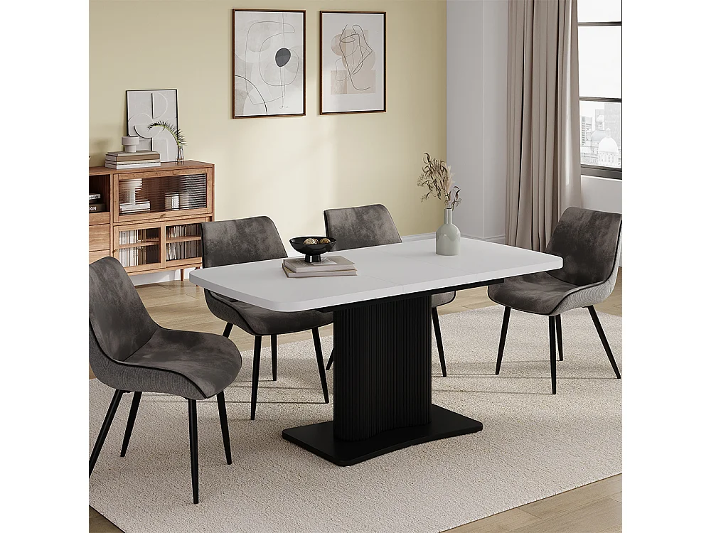 Table de salle à manger blanc/noir 120x80x77.4 fenaro