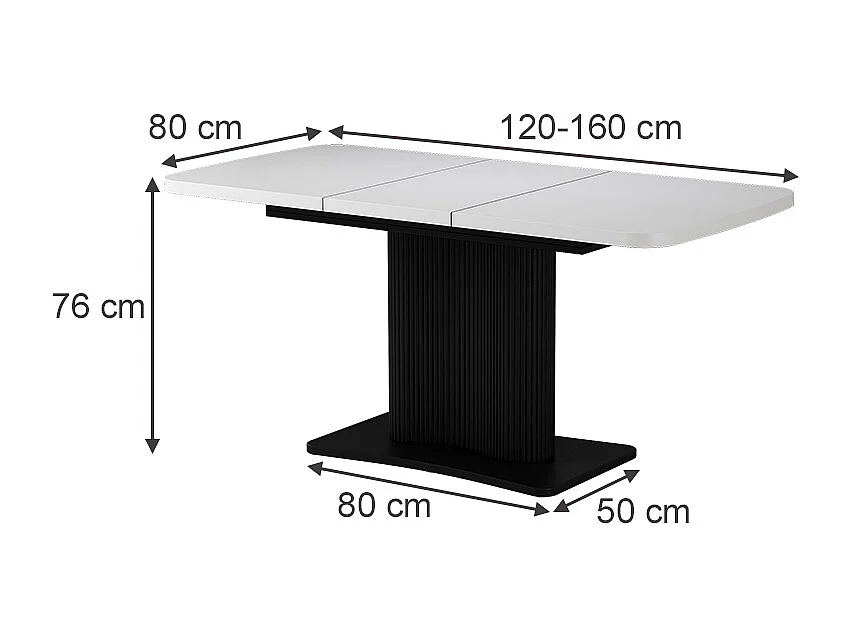 Table de salle à manger blanc/noir 120x80x77.4 fenaro
