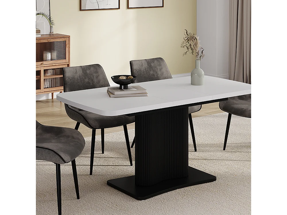 Table de salle à manger blanc/noir 120x80x77.4 fenaro