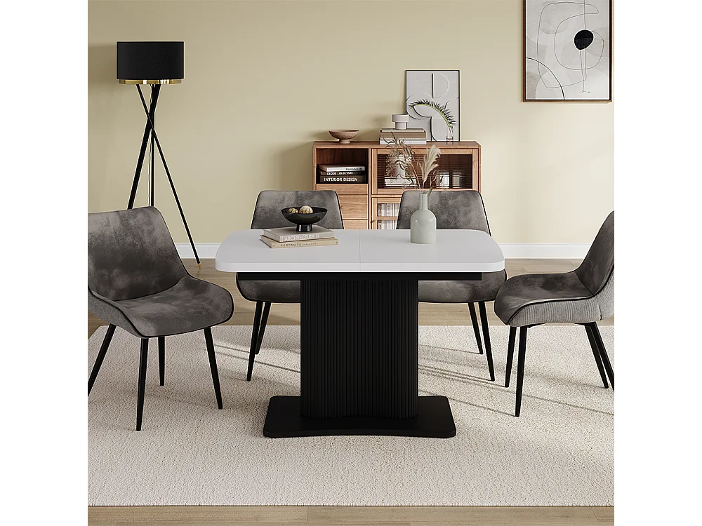 Table de salle à manger blanc/noir 120x80x77.4 fenaro