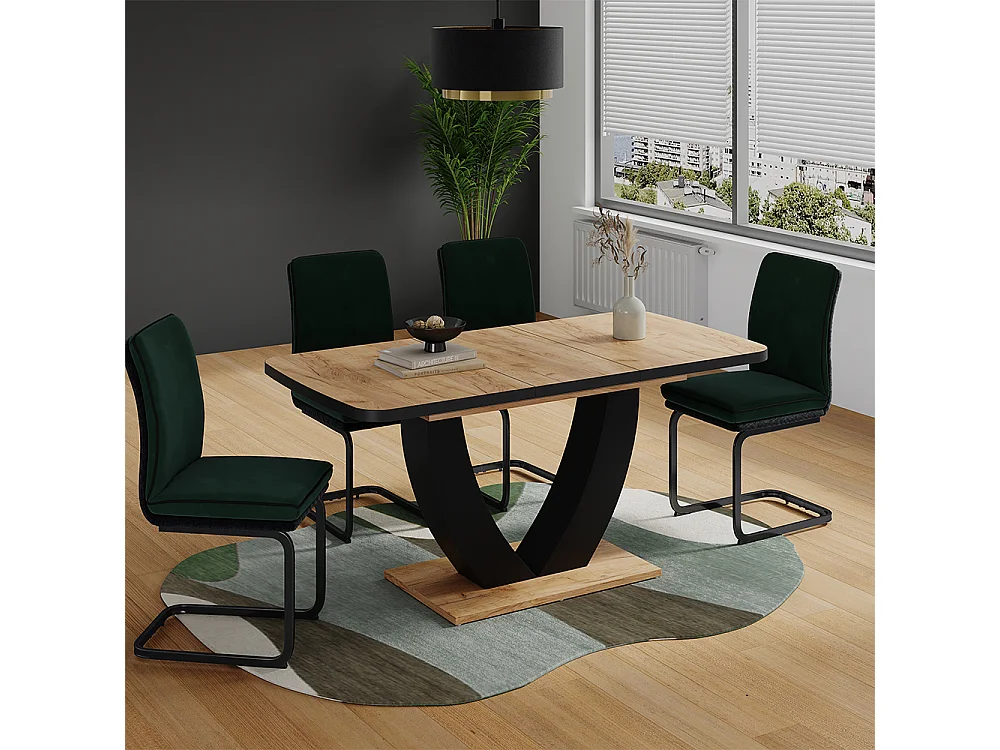 Table de salle à manger noir/chêne 120x80x77.4 fenaro