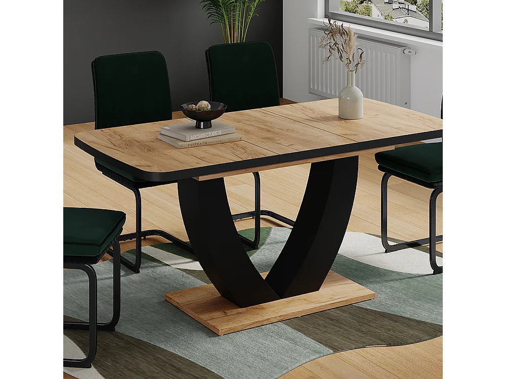 Table de salle à manger noir/chêne 120x80x77.4 fenaro