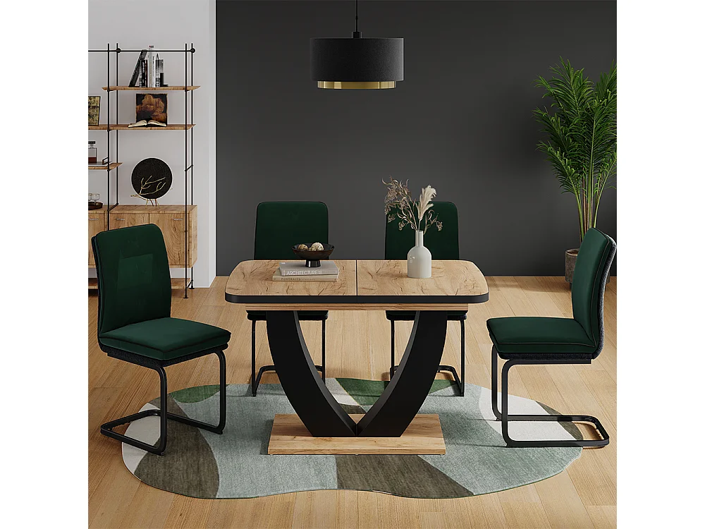 Table de salle à manger noir/chêne 120x80x77.4 fenaro