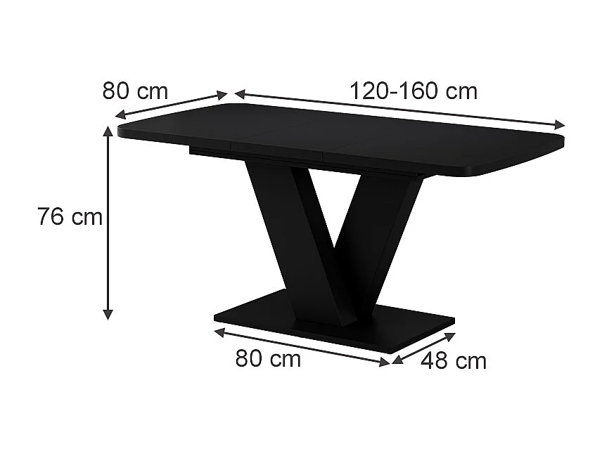 Spisebord sort 120x80x77.4 fenaro