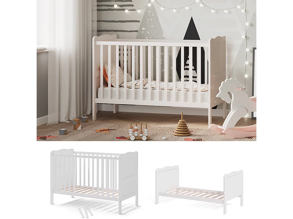 Babybett weiß 124x65x87 tobi