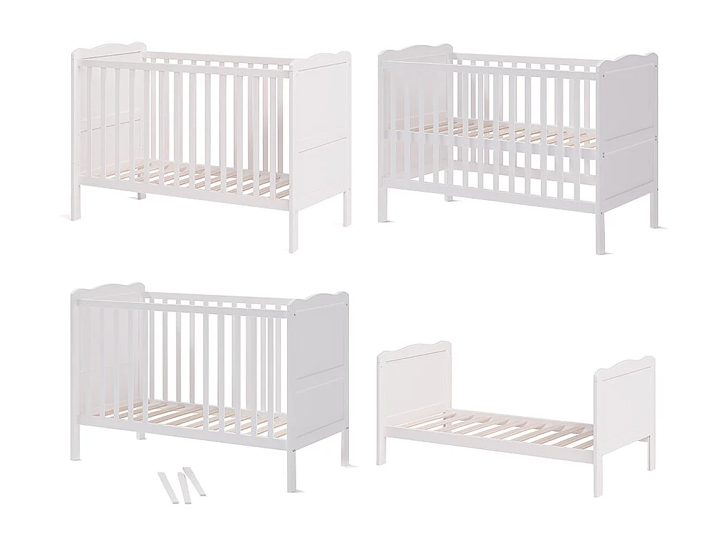 Babybett weiß 124x65x87 tobi