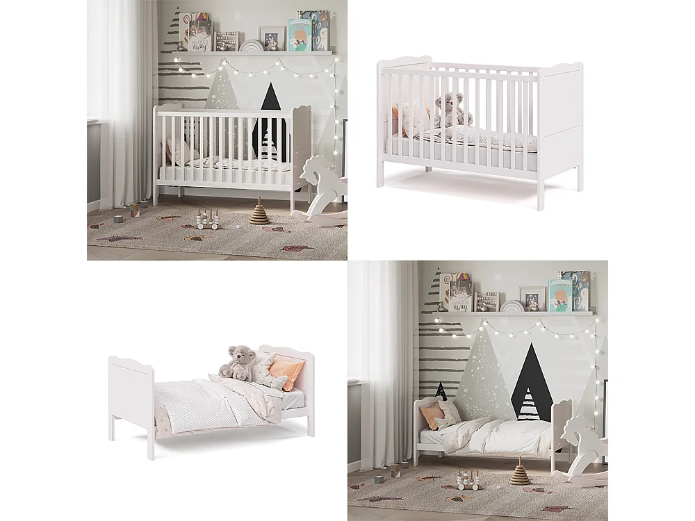 Babybett weiß 124x65x87 tobi