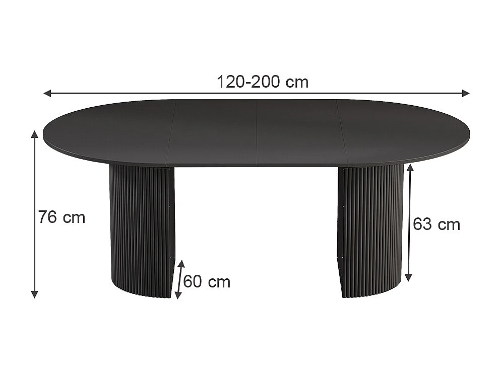 Eettafel zwart 120x60x76 calero