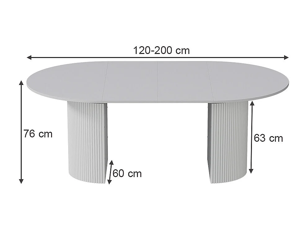 Table de salle à manger blanc 120x60x76 calero