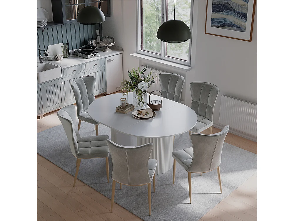 Table de salle à manger blanc 120x60x76 calero