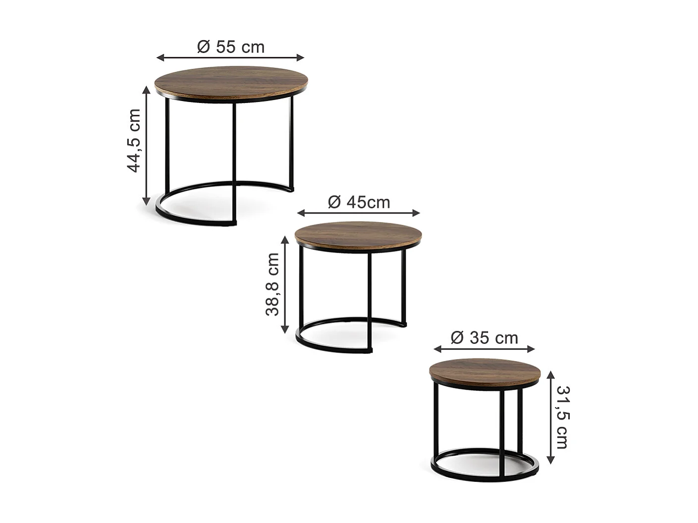 Couchtisch-Set holz 55x55x44.5 montreal