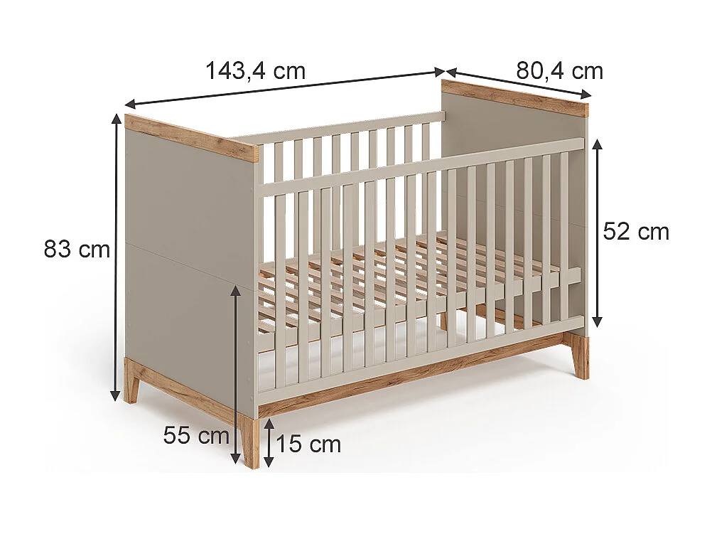 Lit bébé cashmere/artisan 144.1x79.7x98.4 malia