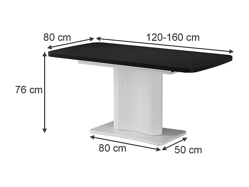 Spisebord sort/hvid 120x80x77.4 fenaro