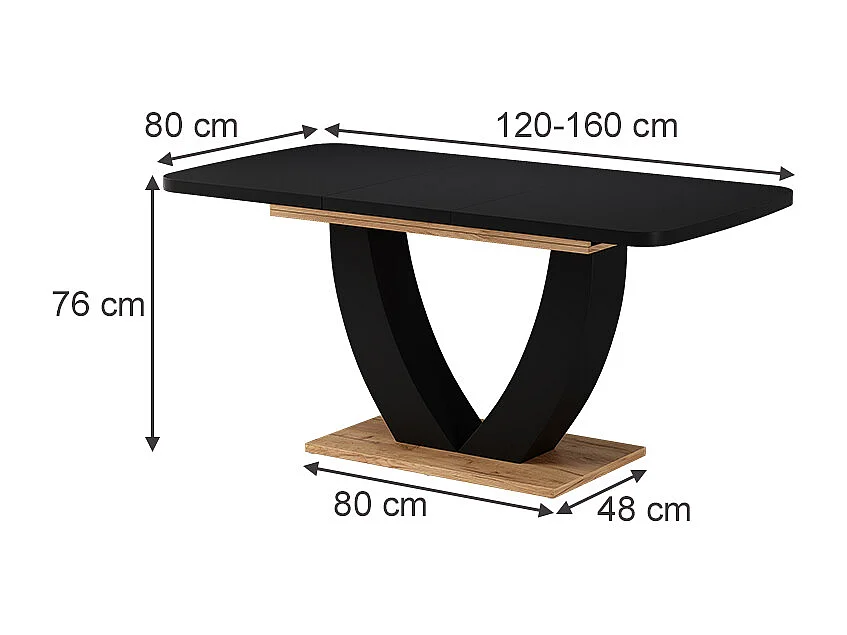 Table de salle à manger chêne noir/force de lor 120x80x77.4 fenaro