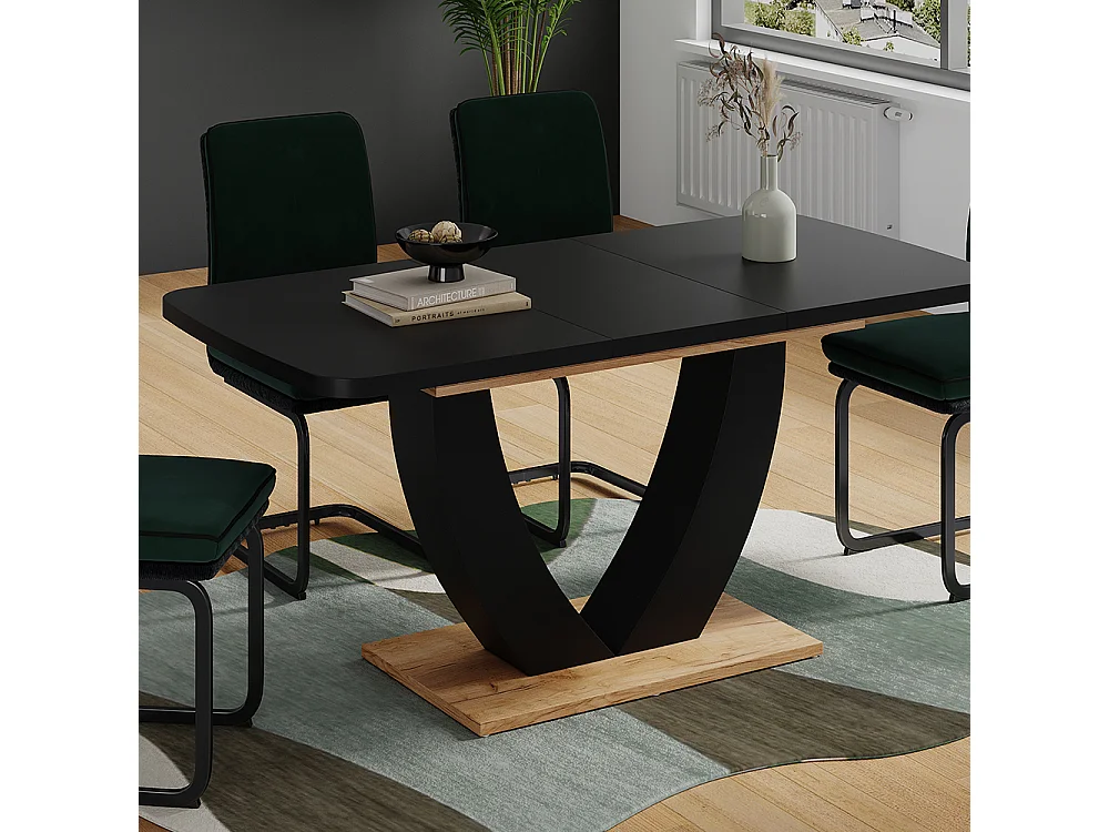 Table de salle à manger chêne noir/force de lor 120x80x77.4 fenaro